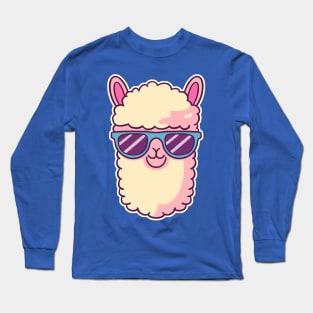 Kawaii Llama Wearing Sunglasses. No Drama Llama Long Sleeve T-Shirt